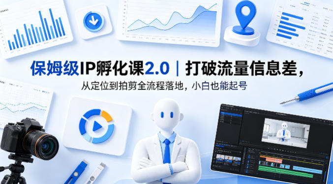 保姆级IP孵化课2.0｜打破流量信息差，从定位到拍剪全流程落地，小白也能起号-520资源库
