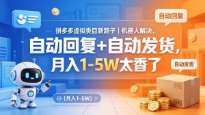 拼多多虚拟类目新路子｜机器人解决，自动回复+自动发货，月入1-5W太香了【揭秘】-520资源库