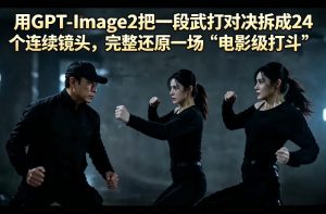 用GPT-Image2把一段武打对决拆成24个连续镜头，完整还原一场“电影级打斗”-520资源库