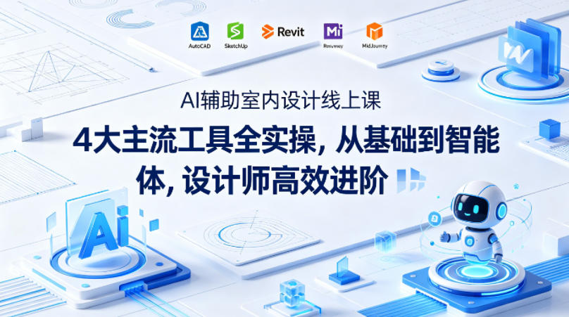 AI辅助室内设计线上课｜4大主流工具全实操，从基础到智能体，设计师高效进阶-520资源库