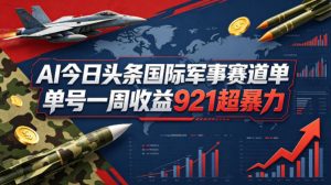 AI今日头条国际军事赛道，单号一周收益921，超暴力-520资源库