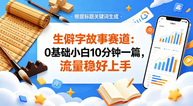 公众号流量主——生僻字故事赛道，流量稳，好上手，0基础小白也能10分钟一篇-520资源库