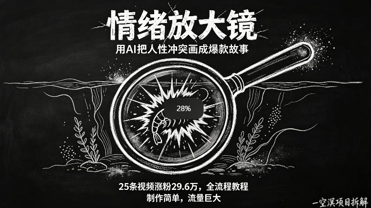 AI制作“情绪放大镜“视频，25条视频涨粉29.6W粉，流量巨大，制作简单，全流程教程-520资源库
