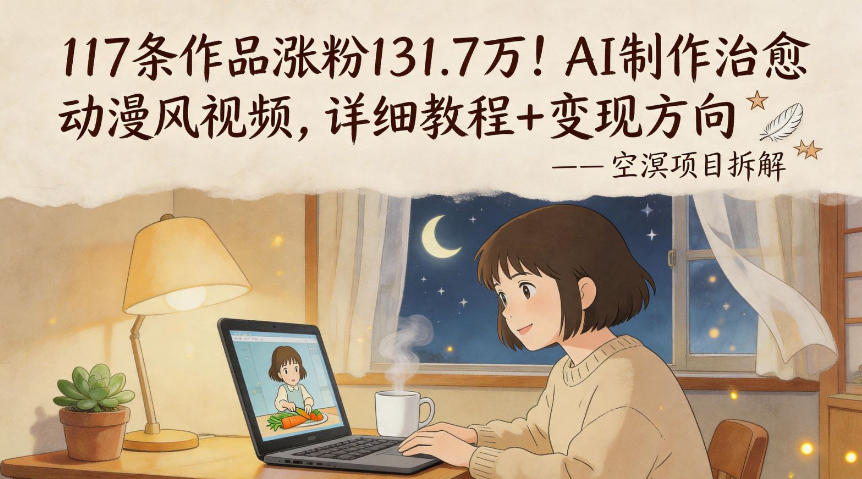 117条作品涨粉131.7W！AI制作治愈动漫风视频，详细教程+变现方向-520资源库
