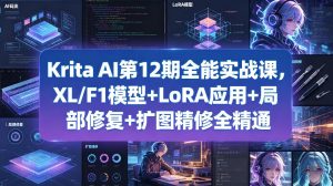 Krita AI第12期全能实战课，XL/F1模型+LoRA应用+局部修复+扩图精修全精通-520资源库