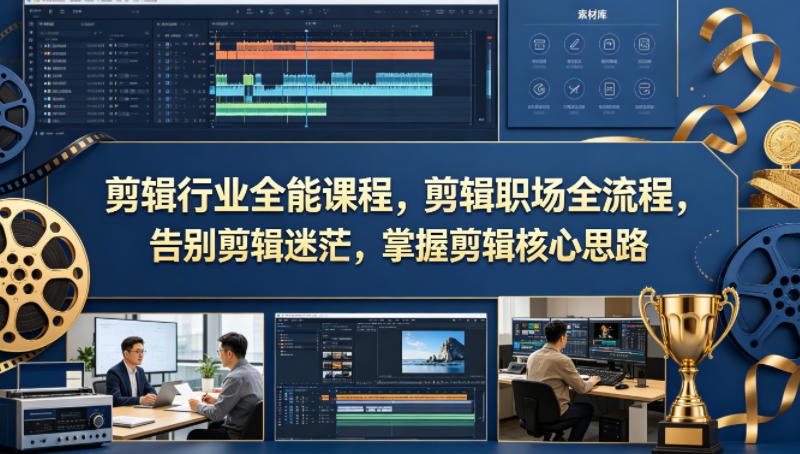 剪辑行业全能课程，剪辑职场全流程，告别剪辑迷茫，掌握剪辑核心思路-520资源库