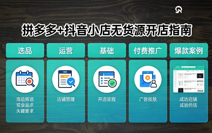 拼多多+抖音小店无货源开店，包括：选品、运营、基础、付费推广、爆款案例等(更新26年4月)-520资源库