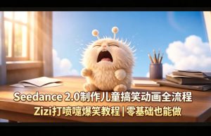Seedance 2.0制作儿童搞笑动画全流程Zizi打喷嚏爆笑教程｜零基础也能做-520资源库