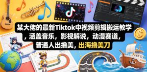 某大佬的最新Tiktok中视频剪辑搬运教学，涵盖音乐，影视解说，动漫赛道，普通人出海撸美刀-520资源库