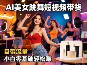 AI美女跳舞短视频带货：自带流量，小白零基础轻松賺，详细拆解-520资源库