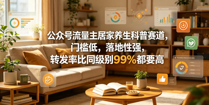 公众号流量主居家养生科普赛道，门槛低，落地性强，转发率比同级别99％都要高-520资源库