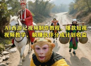 AI西游记视频制作教程，爆款短视频教学，躺賺伙伴分成计划收益-520资源库