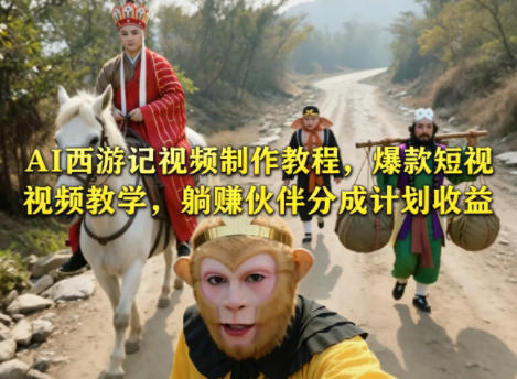 AI西游记视频制作教程，爆款短视频教学，躺賺伙伴分成计划收益-520资源库