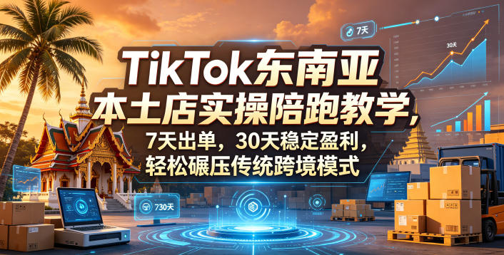 TikTok东南亚本土店实操陪跑教学，7天出单，30天稳定盈利，轻松碾压传统跨境模式-520资源库