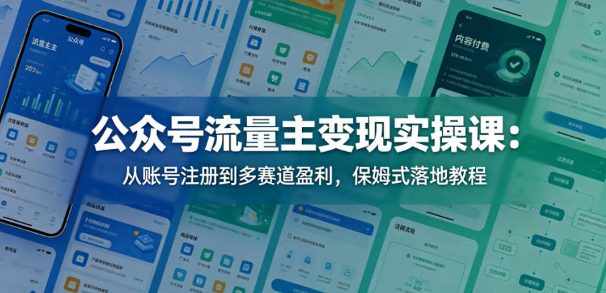公众号流量主变现实操课：从账号注册到多赛道盈利，保姆式落地教程-520资源库