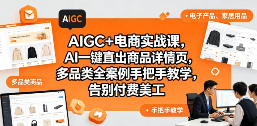 AIGC+电商实战课，AI一键直出商品详情页，多品类全案例手把手教学，告别付费美工-520资源库