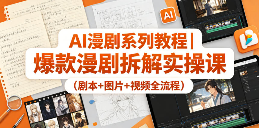 AI漫剧系列教程｜爆款漫剧拆解实操课（剧本+图片+视频全流程）-520资源库