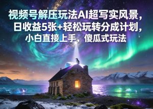 视频号解压玩法AI超写实风景，日收益5张+轻松玩转分成计划，小白直接上手，傻瓜式玩法-520资源库