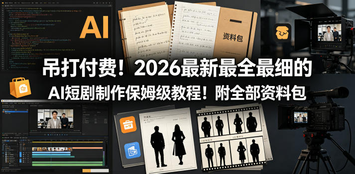 吊打付费！2026最新最全最细的AI短剧制作保姆级教程！附全部资料包-520资源库