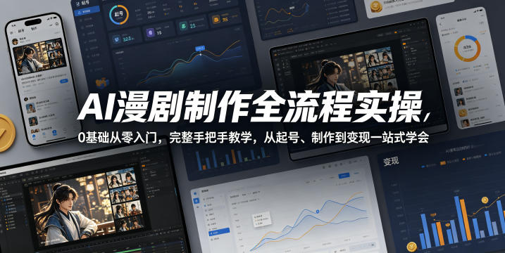 AI漫剧制作全流程实操，0基础从零入门，完整手把手教学，从起号、制作到变现一站式学会-520资源库