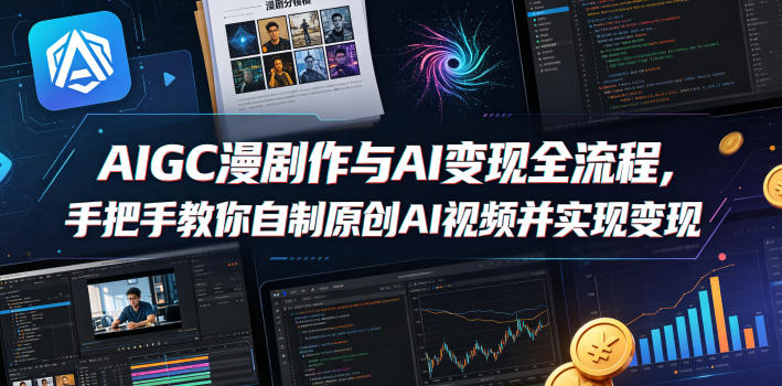 AIGC漫剧创作与AI变现全流程，手把手教你自制原创AI视频并实现变现-520资源库