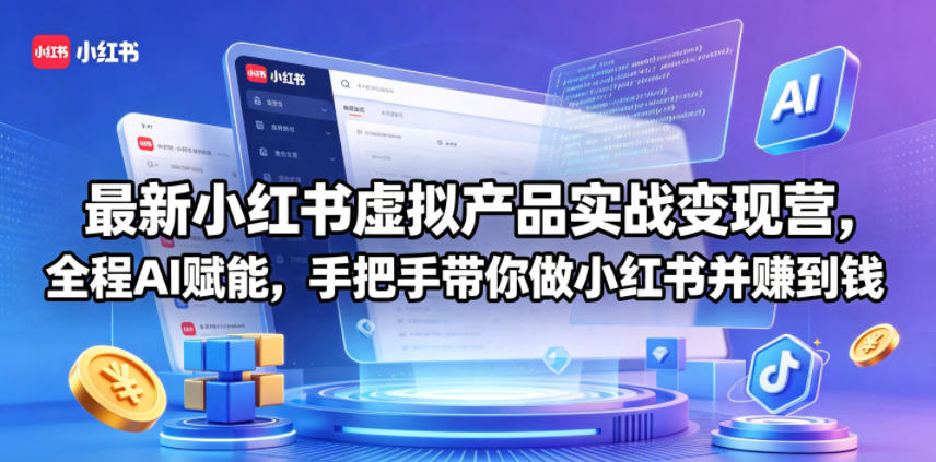 最新小红书虚拟产品实战变现营，全程AI赋能，手把手带你做小红书并赚到钱-520资源库