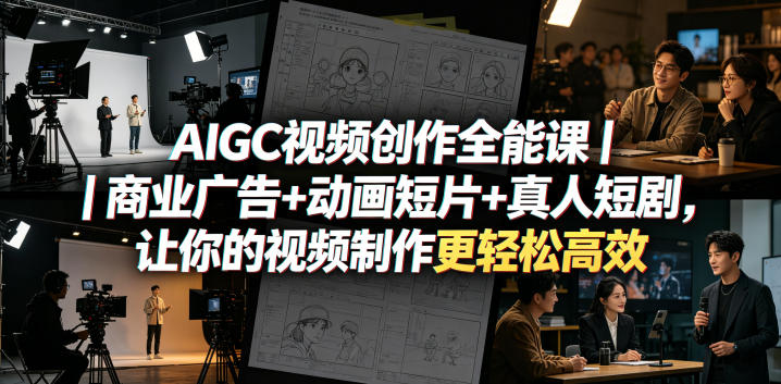 AIGC视频创作全能课｜商业广告+动画短片+真人短剧，让你的视频制作更轻松高效-520资源库