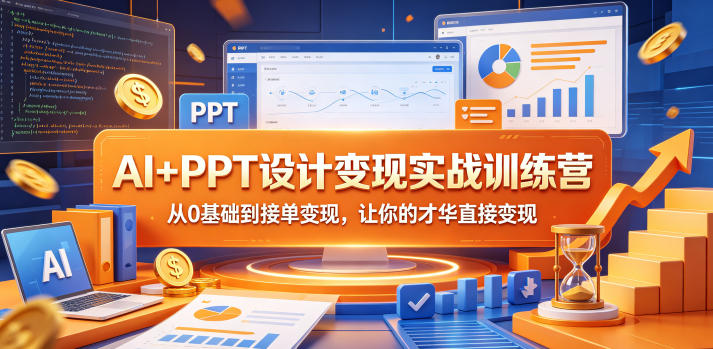 AI+PPT设计变现实战训练营，从0基础到接单变现，让你的才华直接变现-520资源库