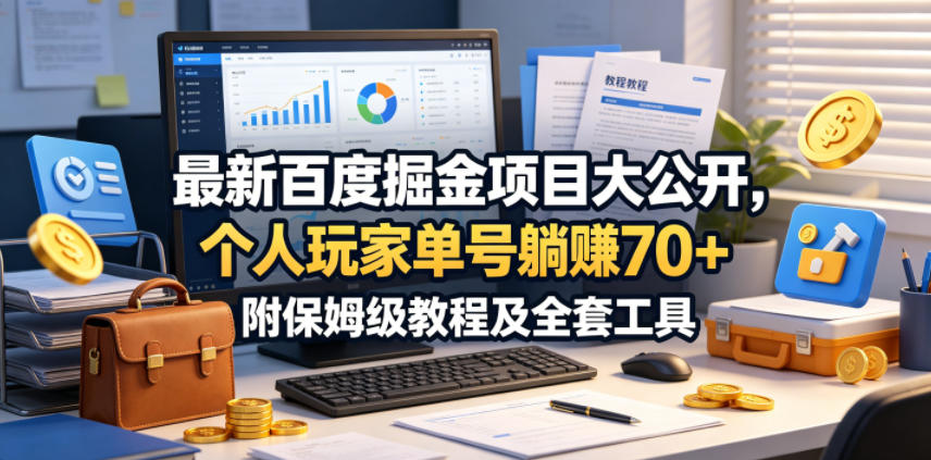 最新百度掘金项目大公开，个人玩家单号躺賺70+，附保姆级教程及全套工具【揭秘】-520资源库