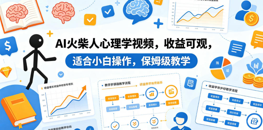 AI火柴人心理学视频，收益可观，适合小白操作，保姆级教学-520资源库