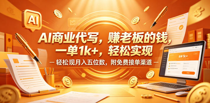 AI商业代写，賺老板的钱，一单1k+，轻松实现月入五位数，附免费接单渠道【揭秘】-520资源库