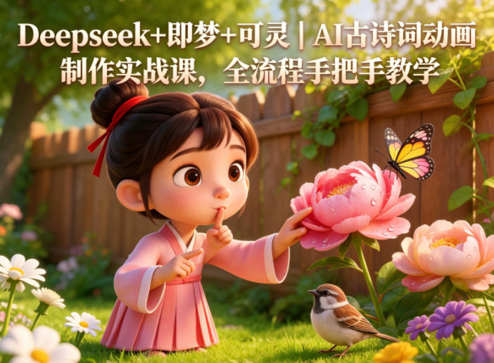 Deepseek+即梦+可灵｜AI古诗词动画制作实战课，全流程手把手教学-520资源库