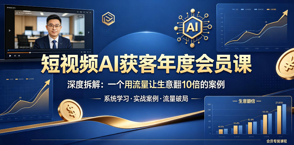 短视频AI获客年度会员课，深度拆解，一个用流量让生意翻10倍的案例-520资源库