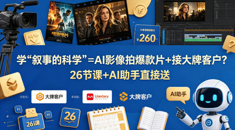 学《叙事的科学》=AI影像拍爆款片+接大牌客户？26节课+AI助手直接送【原创双语字幕】-520资源库