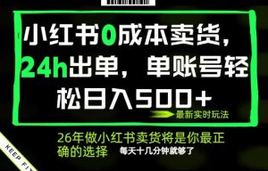 小红书0成本AI卖货，24小时出单，全流程托管，保底日入500+，每天十几分钟就够了【揭秘】-520资源库