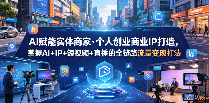 AI赋能实体商家·个人创业商业IP打造，掌握AI+IP+短视频+直播的全链路流量变现打法-520资源库