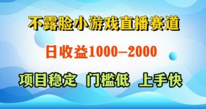 不露脸小游戏直播赛道，日收益500-1k+，可全自动AI玩，可脚本玩，可真人玩，项目稳定，上手快【揭秘】-520资源库