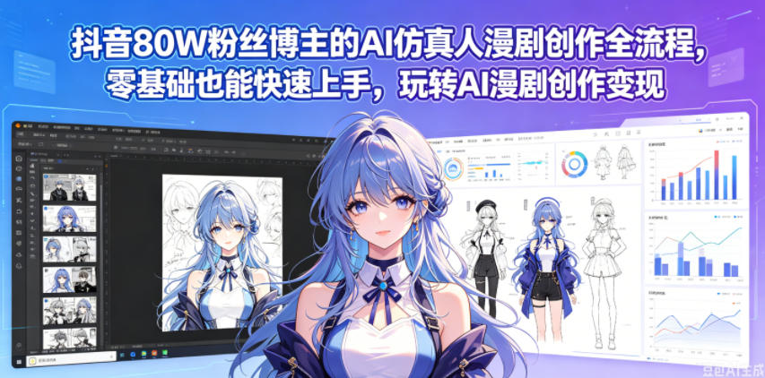 抖音80W粉丝博主的AI仿真人漫剧创作全流程，零基础也能快速上手，玩转AI漫剧创作变现-520资源库