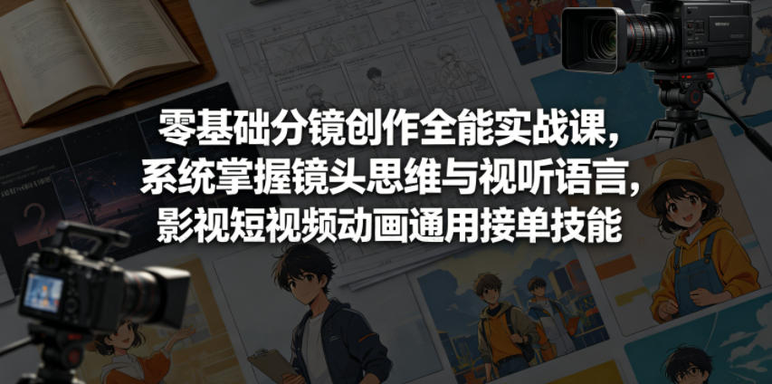 零基础分镜创作全能实战课，系统掌握镜头思维与视听语言，影视短视频动画通用接单技能-520资源库