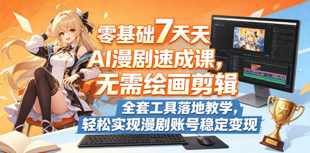 零基础7天AI漫剧速成课，无需绘画剪辑，全套工具落地教学，轻松实现漫剧账号稳定变现-520资源库