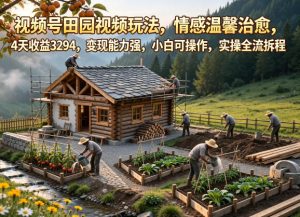 视频号田园视频玩法，情感温馨治愈，4天收益3294，变现能力强，小白可操作，实操全流程拆解-520资源库