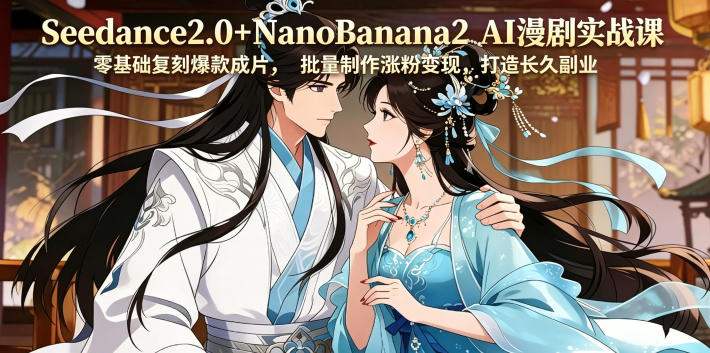 Seedance2.0+NanoBanana2 AI漫剧实战课，零基础复刻爆款成片涨粉变现，打造长久副业收益-520资源库