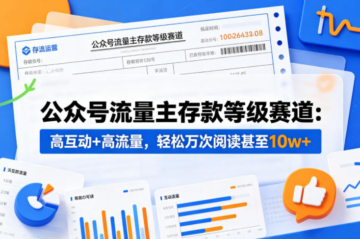 公众号流量主之存款等级赛道，高互动+高流量，轻松达到万次阅读，甚至10w+-520资源库