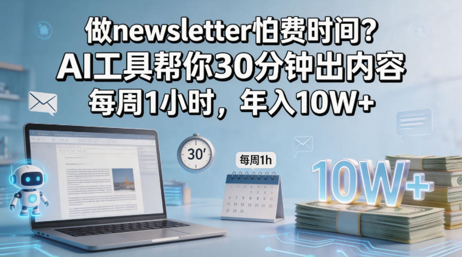 做newsletter怕费时间？AI工具帮你30分钟出内容，每周1小时，年入10W+！【原创双语字幕】-520资源库