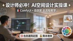 设计师必冲！AI空间设计实操课，ComfyUI+自创家全教学，告别通宵赶图，降本增效-520资源库