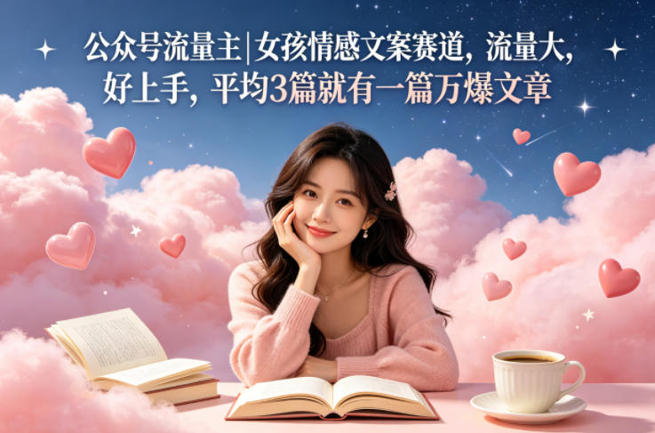 公众号流量主女孩情感文案赛道，流量大，好上手，平均3篇就有一篇万爆文章-520资源库