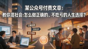 某公众号付费文章：教你混社会：怎么做正确的、不吃亏的人生选择？-520资源库