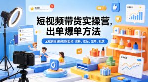 短视频带货实操营，出单爆单方法，全程实操讲解如何起号、涨粉、选品、出单、投放-520资源库