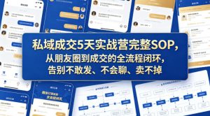 私域成交5天实战营完整SOP，从朋友圈到成交的全流程闭环，告别不敢发、不会聊、卖不掉-520资源库