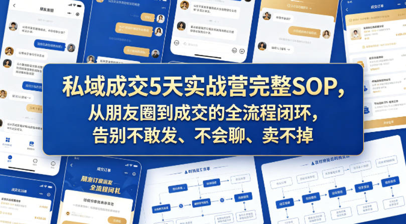 私域成交5天实战营完整SOP，从朋友圈到成交的全流程闭环，告别不敢发、不会聊、卖不掉-520资源库